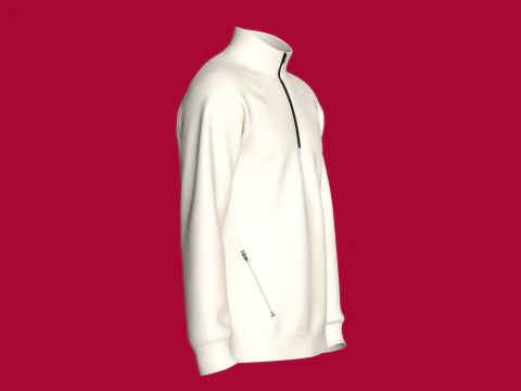 Men Raglan Half Zip Jacket With Bartack 3D Model