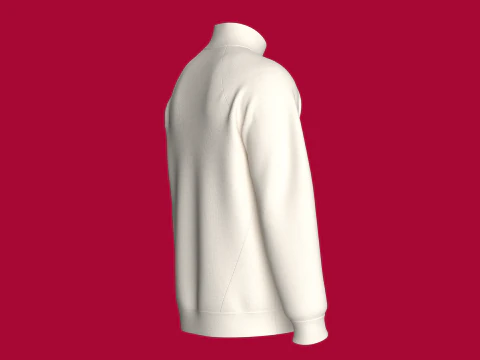 Men Raglan Half Zip Jacket With Bartack 3D Model