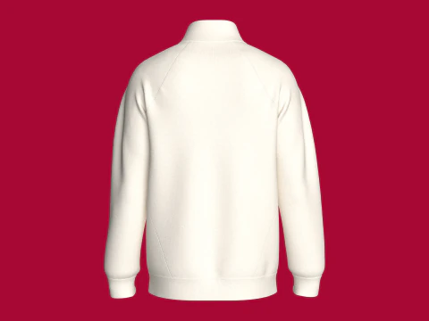 Men Raglan Half Zip Jacket With Bartack 3D Model