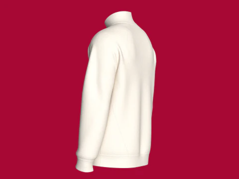 Men Raglan Half Zip Jacket With Bartack 3D Model