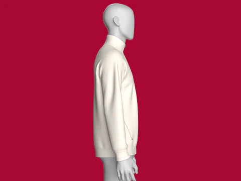 Men Raglan Half Zip Jacket With Bartack 3D Model