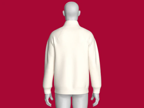 Men Raglan Half Zip Jacket With Bartack 3D Model