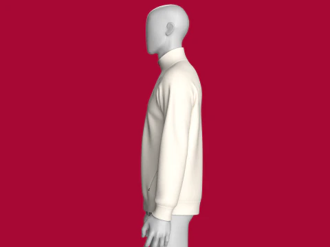 Men Raglan Half Zip Jacket With Bartack 3D Model