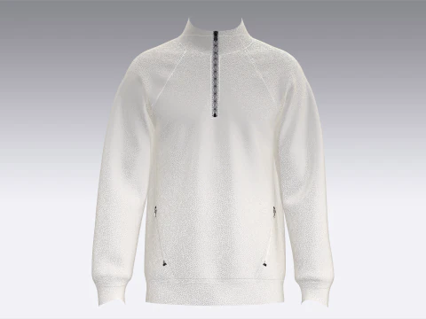 Men Raglan Half Zip Jacket With Bartack 3D Model