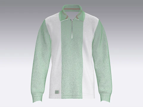 Men Half Zip Polo Sweatshirt With Patch 3D Model