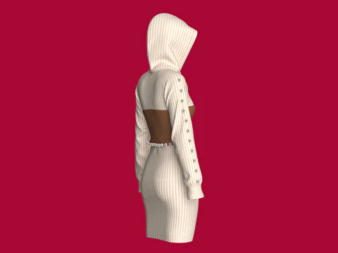 Girls Long Hooded Sweater - SAVAGE 3D Model