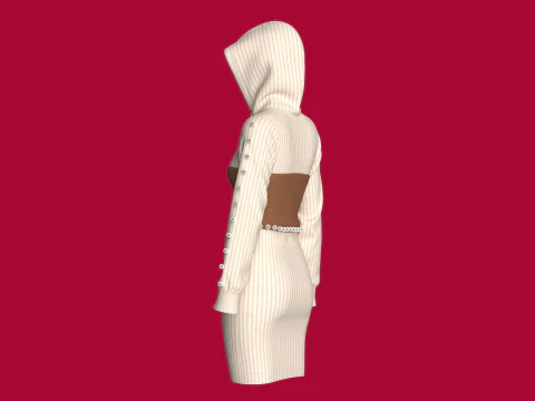 Girls Long Hooded Sweater - SAVAGE 3D Model
