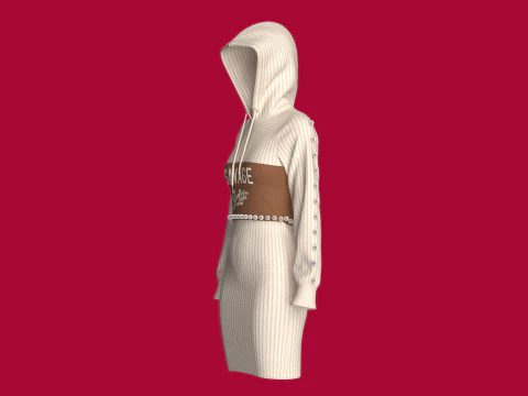 Girls Long Hooded Sweater - SAVAGE 3D Model