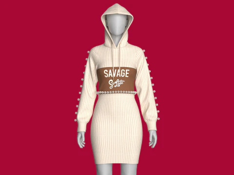 Girls Long Hooded Sweater - SAVAGE 3D Model
