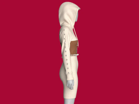 Girls Long Hooded Sweater - SAVAGE 3D Model
