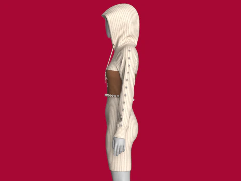 Girls Long Hooded Sweater - SAVAGE 3D Model
