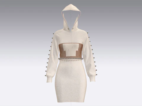 Girls Long Hooded Sweater - SAVAGE 3D Model