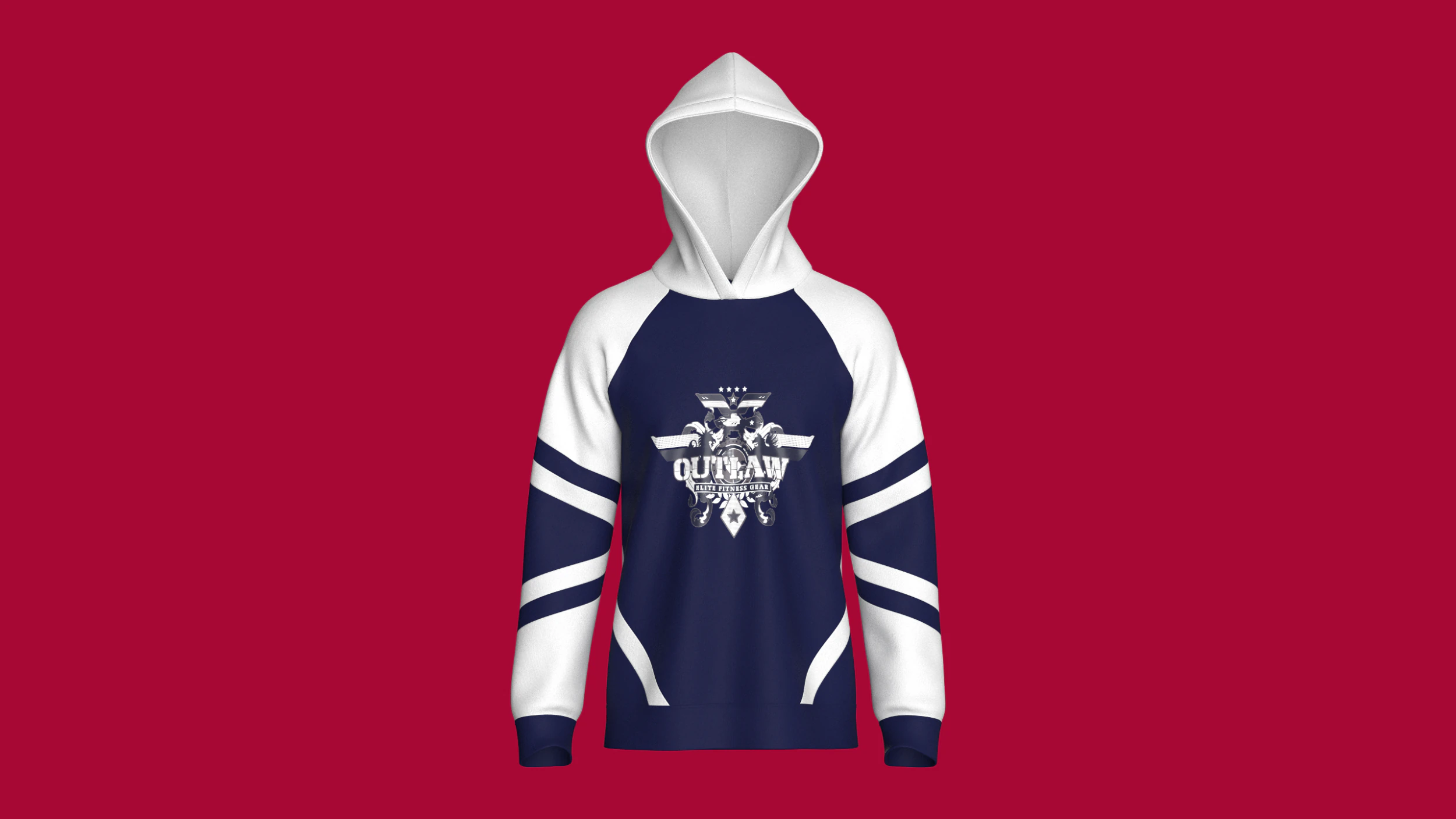 Men 2 Ton Printed Raglan Hoodie 3D Model .c4d .max .obj .3ds .fbx .stl .blend 