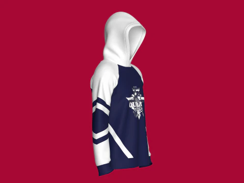 Men 2 Ton Printed Raglan Hoodie 3D Model