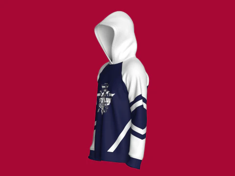 Men 2 Ton Printed Raglan Hoodie 3D Model