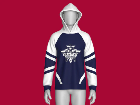 Men 2 Ton Printed Raglan Hoodie 3D Model