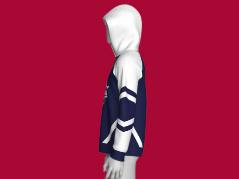 Men 2 Ton Printed Raglan Hoodie 3D Model