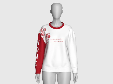 Girls Long Neck Printed Sweatshirt - NONE 3D Model