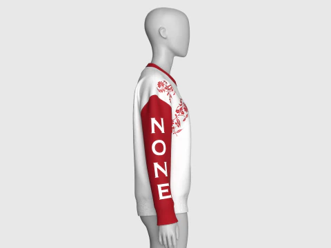 Girls Long Neck Printed Sweatshirt - NONE 3D Model