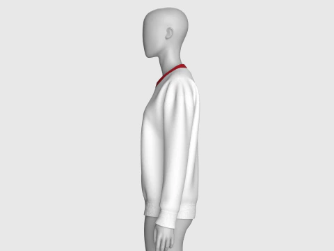Girls Long Neck Printed Sweatshirt - NONE 3D Model