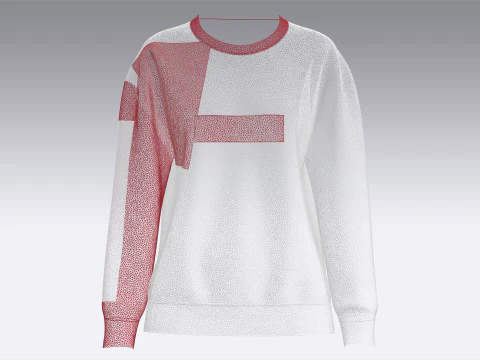 Girls Long Neck Printed Sweatshirt - NONE 3D Model