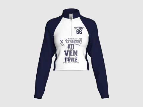 ガールズラグランハーフジッププリントジャケット 3Dモデル