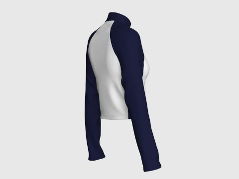 Jaqueta feminina raglan com meio z&iacute;per estampado Modelo 3D