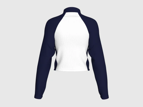 Jaqueta feminina raglan com meio z&iacute;per estampado Modelo 3D