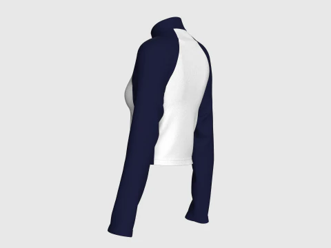 Jaqueta feminina raglan com meio z&iacute;per estampado Modelo 3D