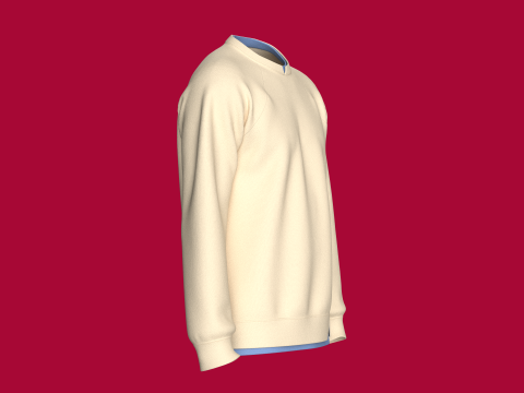 Doppellagiges Herren-Sweatshirt mit Aufn&auml;her 3D Modell