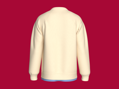 Doppellagiges Herren-Sweatshirt mit Aufn&auml;her 3D Modell