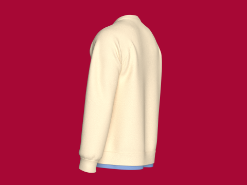 Doppellagiges Herren-Sweatshirt mit Aufn&auml;her 3D Modell