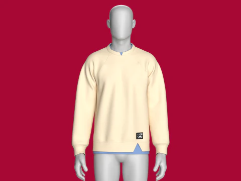 Men Double Layer Sweatshirt With Patch 3D Model