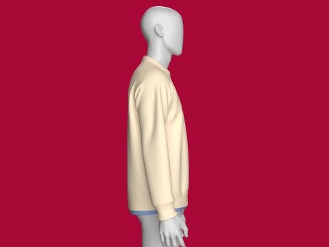 Doppellagiges Herren-Sweatshirt mit Aufn&auml;her 3D Modell