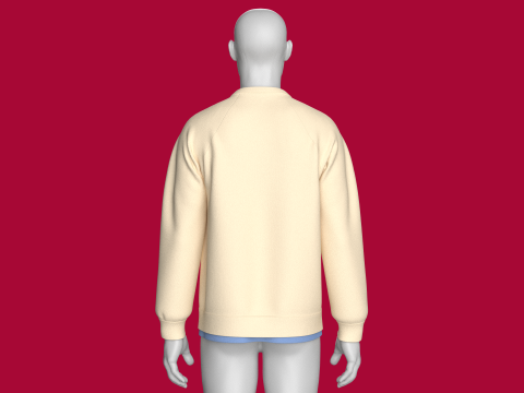 Doppellagiges Herren-Sweatshirt mit Aufn&auml;her 3D Modell