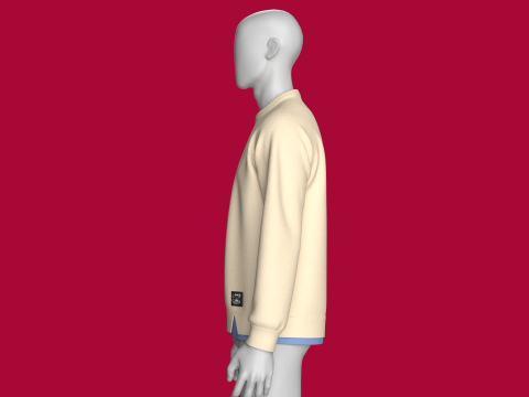 Doppellagiges Herren-Sweatshirt mit Aufn&auml;her 3D Modell