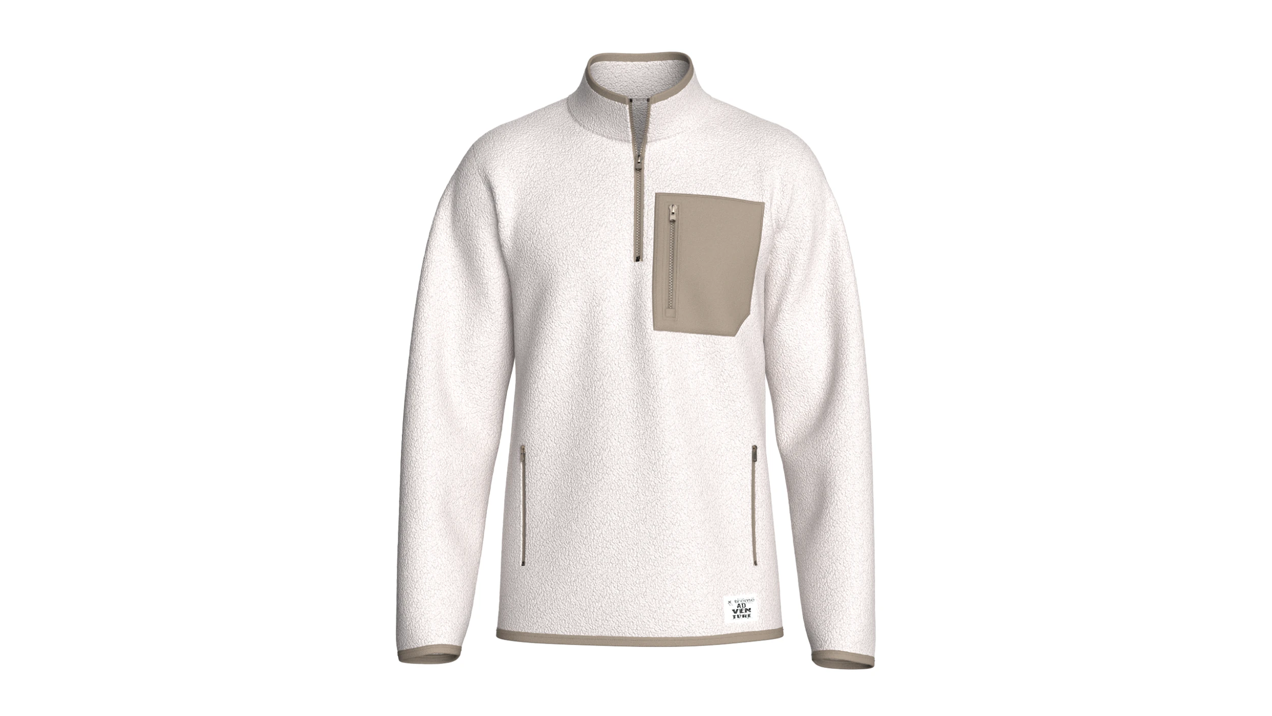 Men Half Zip Sherpa Jacket With Patch 3D Model .c4d .max .obj .3ds .fbx .stl .blend 
