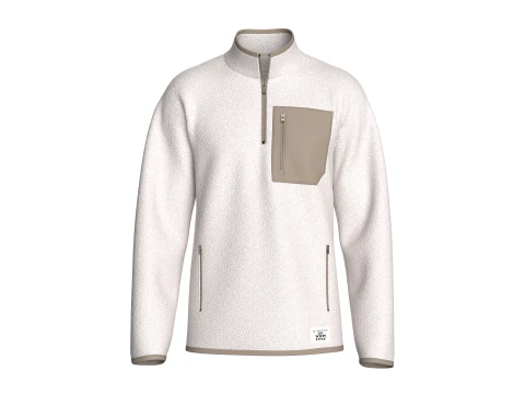 メンズ ハーフジップ シェルパ ジャケット パッチ付き 3Dモデル