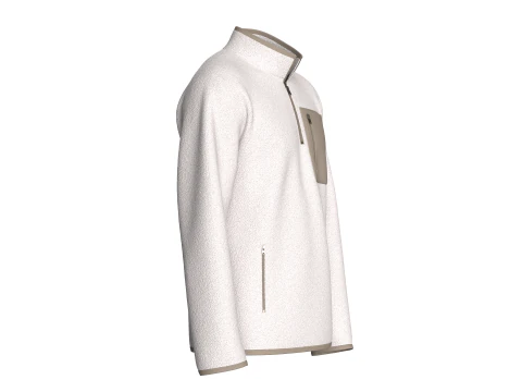 Men Half Zip Sherpa Jacket With Patch 3D Model