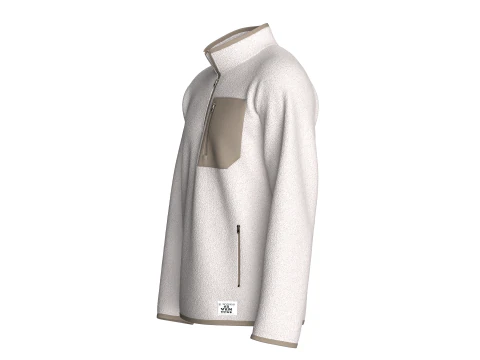 Men Half Zip Sherpa Jacket With Patch 3D Model