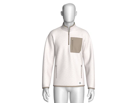 Men Half Zip Sherpa Jacket With Patch 3D Model