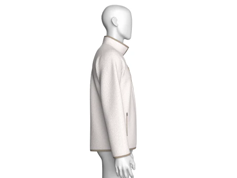 Men Half Zip Sherpa Jacket With Patch 3D Model