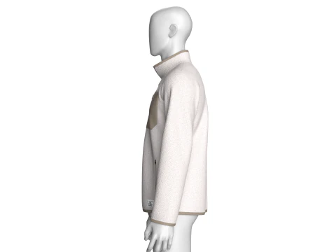 Men Half Zip Sherpa Jacket With Patch 3D Model