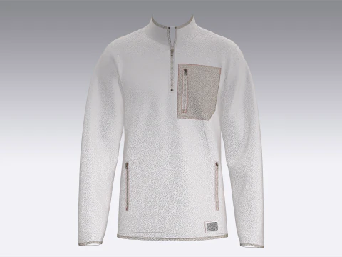 Men Half Zip Sherpa Jacket With Patch 3D Model