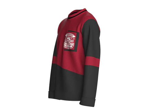 Men Printed Pocket Sweatshirt With Sherpa 3D Model