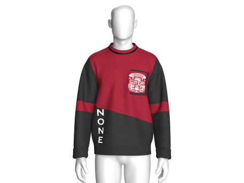 Moletom masculino com bolso estampado e sherpa Modelo 3D