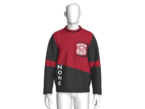 Men Printed Pocket Sweatshirt With Sherpa 3D Model