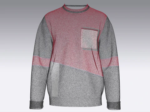 Men Printed Pocket Sweatshirt With Sherpa 3D Model