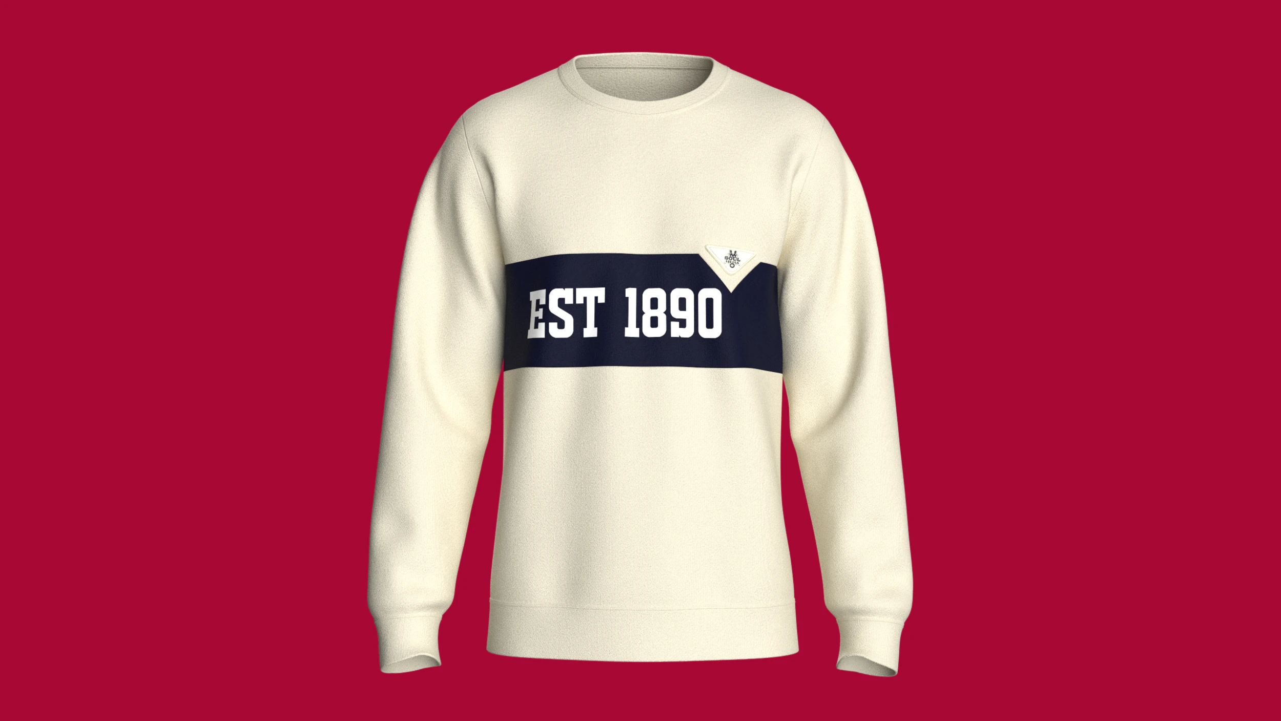 Men Printed Sweatshirt With Patch - EST 1890 3D Model .c4d .max .obj .3ds .fbx .stl .blend 