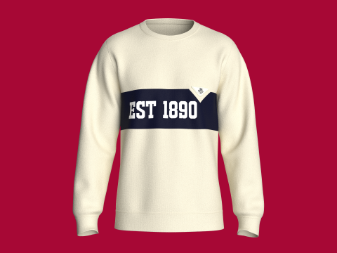 メンズ プリント スウェットシャツ パッチ付き - EST 1890 3Dモデル